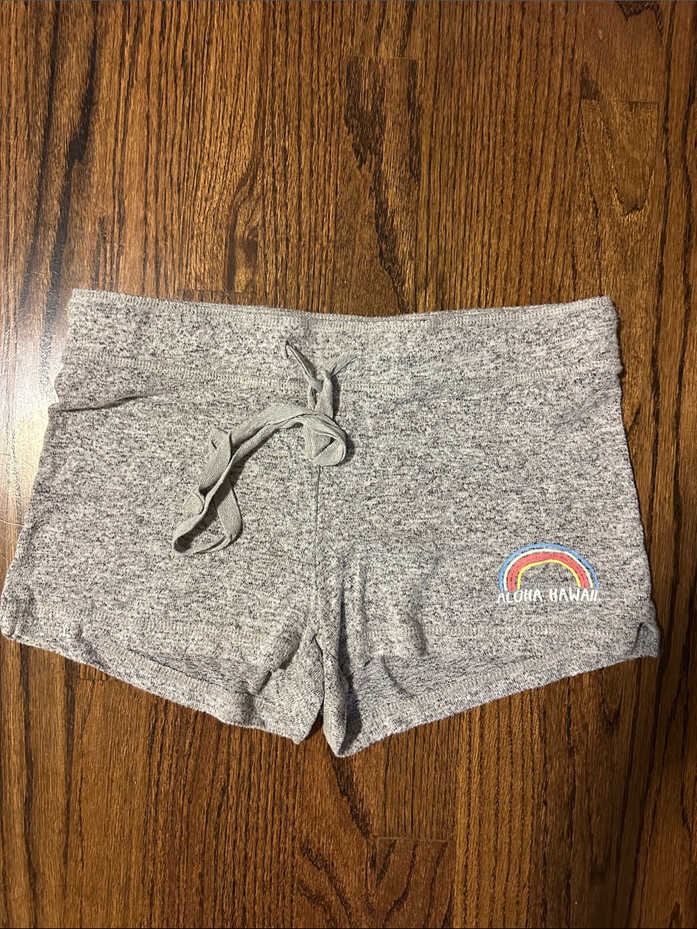 Gray Women's Lounge Shorts with Rainbow Hawaii Patch